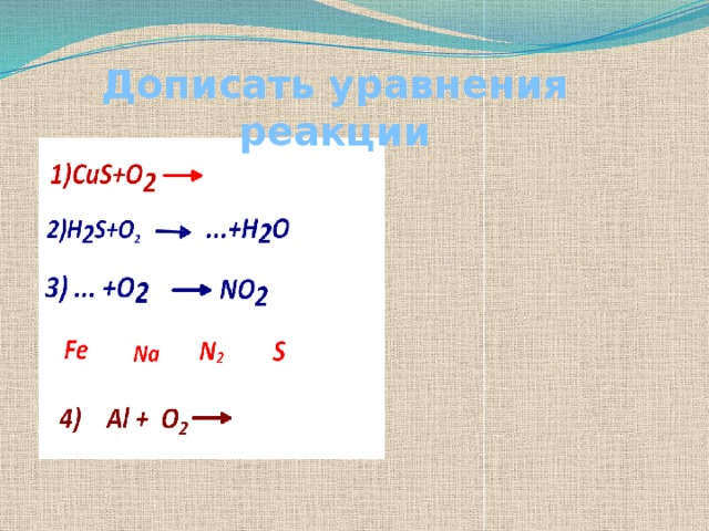Дописать уравнения реакции 