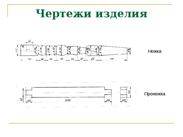 Чертежи изделия Ножка Проножка 