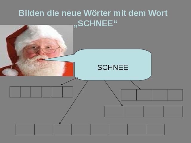 В ilden die neue Wörter mit dem Wort „SCHNEE“      SCHNEE 