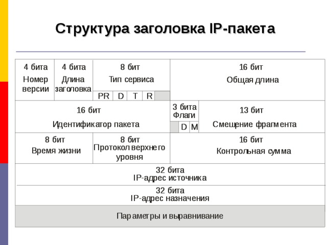Структура заголовка IP-пакета   