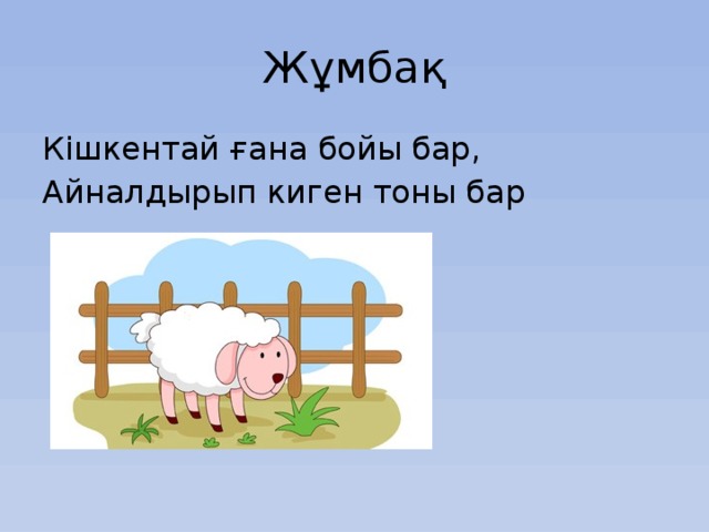 Жұмбақ Кішкентай ғана бойы бар, Айналдырып киген тоны бар         Қой 