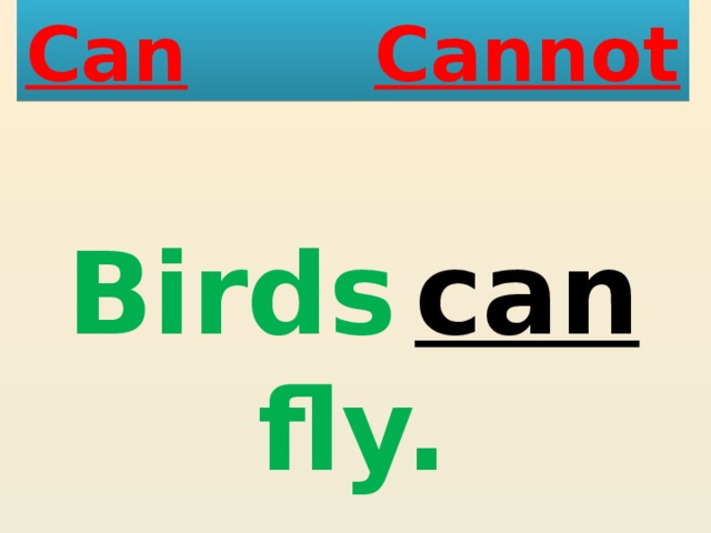 Can  Cannot Birds  can fly. 