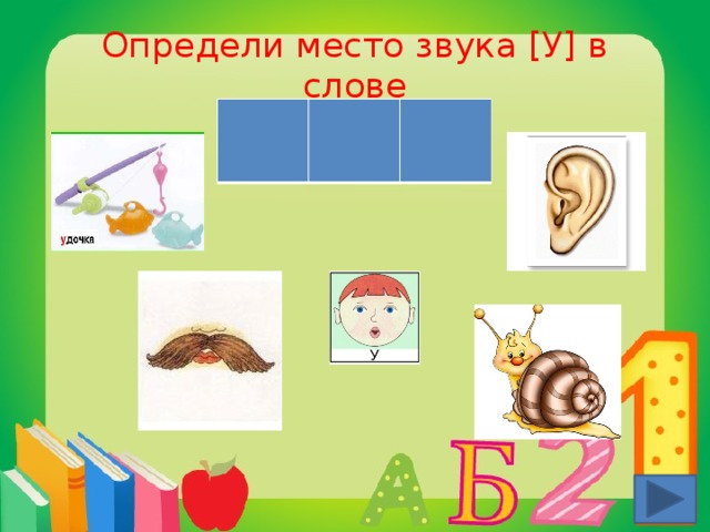 Определи место звука [У] в слове 