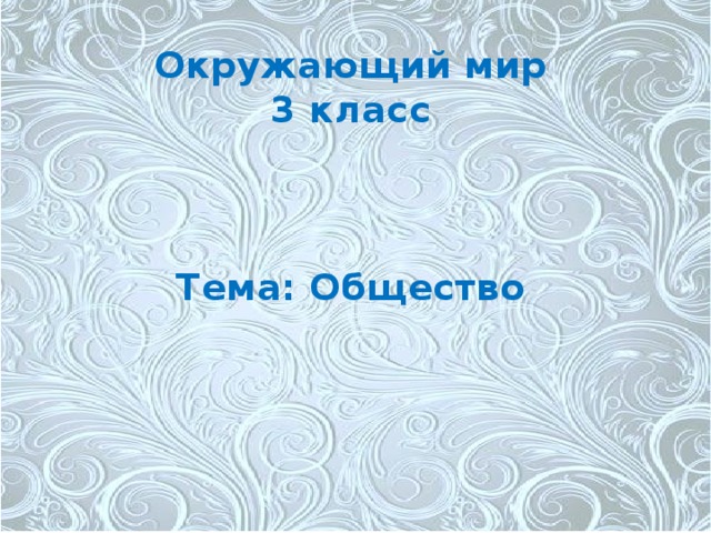 Окружающий мир  3 класс     Тема: Общество 