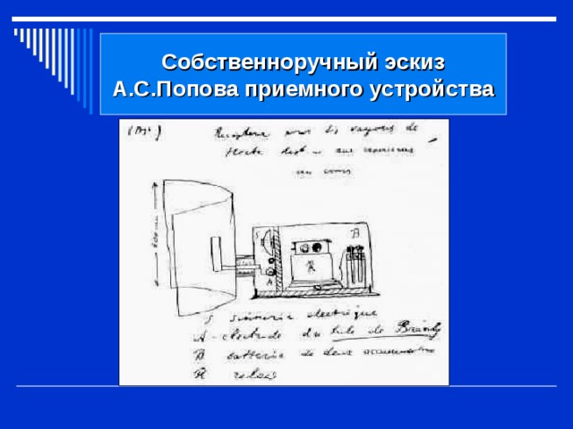  Собственноручный эскиз А.С.Попова приемного устройства   