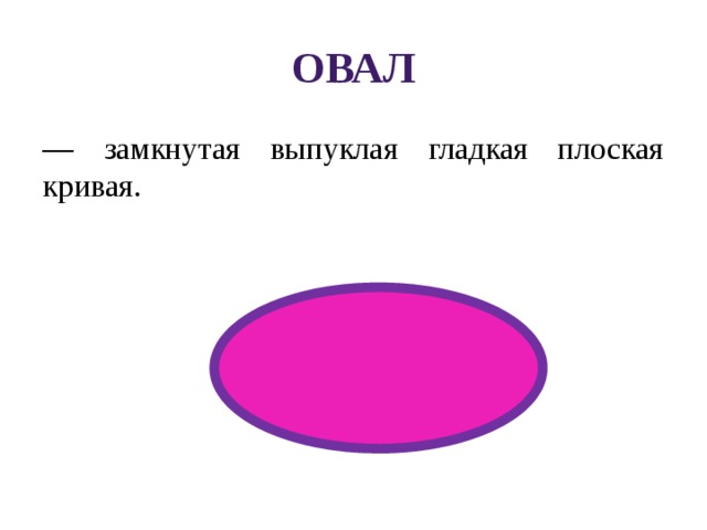 Овал — замкнутая выпуклая гладкая плоская кривая. 