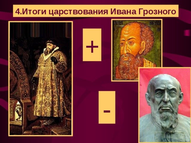 4.Итоги царствования Ивана Грозного + -