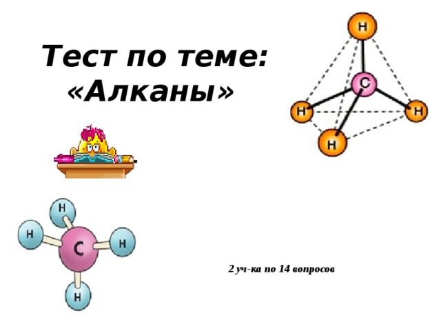 Тест по теме: «Алканы»   2 уч-ка по 14 вопросов 