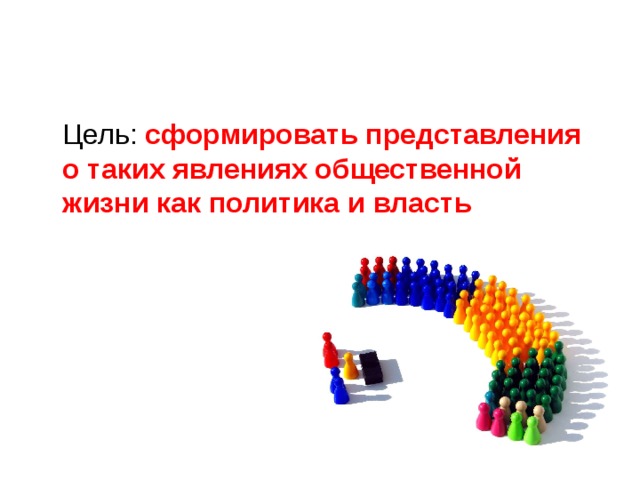 сформировать представления о таких явлениях общественной жизни как политика и власть 