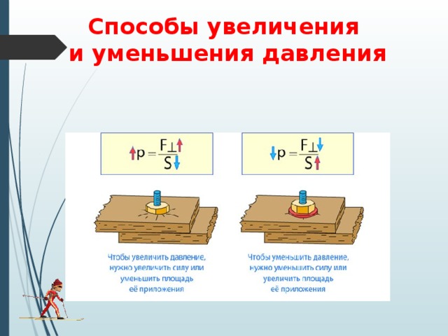 Способы увеличения и уменьшения давления 