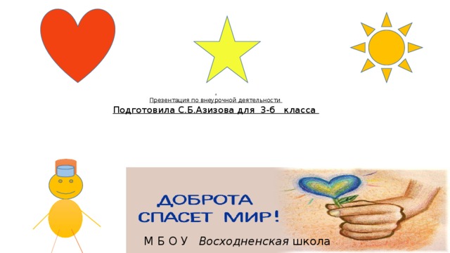 А Презентация по внеурочной деятельности Подготовила С.Б.Азизова для 3-б класса М Б О У Восходненская школа 