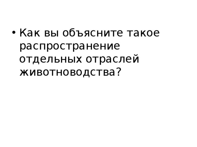 Как вы объясните такое распространение отдельных отраслей животноводства? 