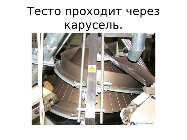 Тесто проходит через карусель. 