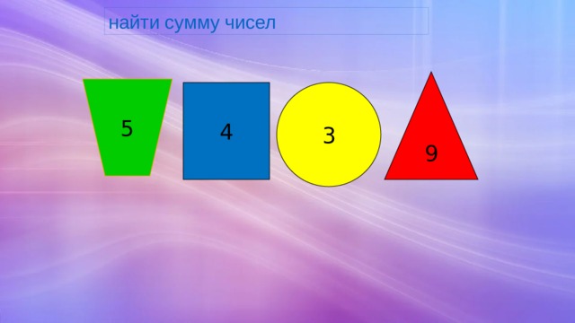 найти сумму чисел  9 5 4 3 