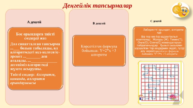 Деңгейлік тапсырмалар С деңгей А деңгей  