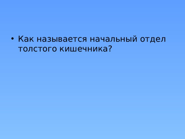 Как называется начальный отдел толстого кишечника? 