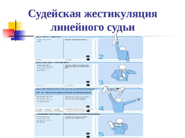  Судейская жестикуляция  линейного судьи 
