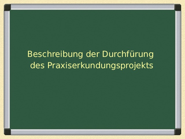 Beschreibung der Durchfürung des Praxiserkundungsprojekts 
