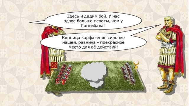 Здесь и дадим бой. У нас вдвое больше пехоты, чем у Ганнибала! Конница карфагенян сильнее нашей, равнина – прекрасное место для её действий! 
