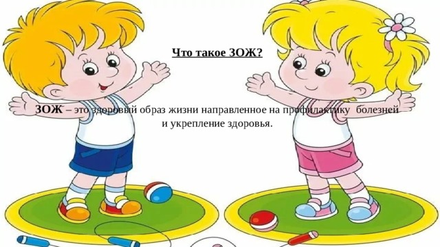   Что такое ЗОЖ?     ЗОЖ – это здоровый образ жизни направленное на профилактику болезней и укрепление здоровья.    