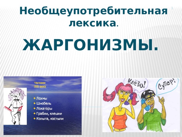 Необщеупотребительная лексика . Жаргонизмы. 