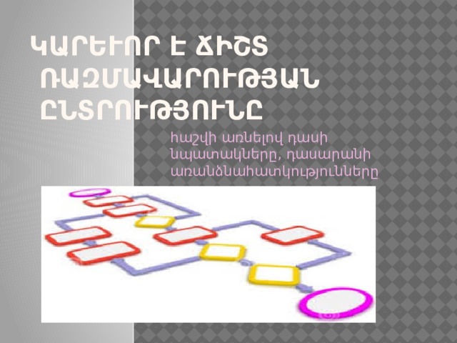 Կարևոր է ճիշտ ռազմավարության ընտրությունը՝ հաշվի առնելով դասի նպատակները, դասարանի առանձնահատկությունները 