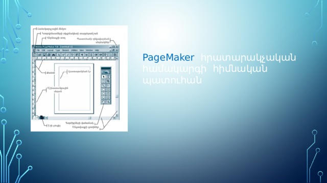 PageMaker հրատարակչական համակարգի հիմնական պատուհան 