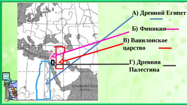 А) Древний Египет    Б) Финикия В) Вавилонское царство Г) Древняя Палестина   