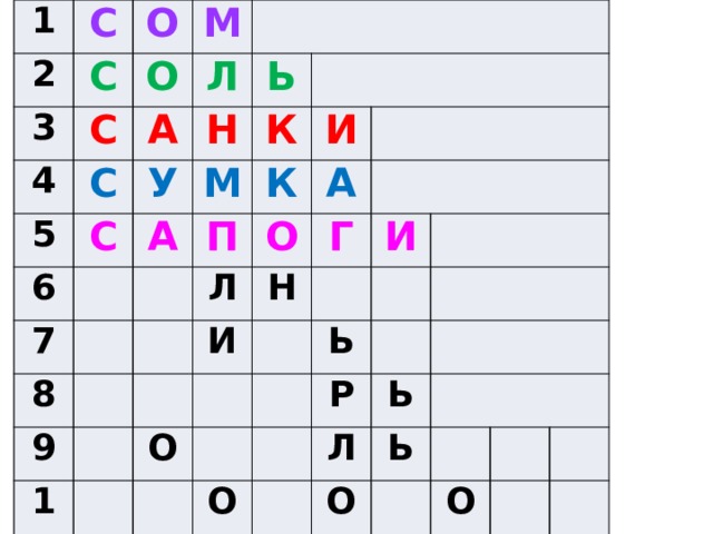 1 2 С 3 О С 4 О С М 5 С А   Л 6 У С Н Ь 7 А М К   8 К П И 9 О Л   А 10 И Н Г   О И Ь   О Р   Л Ь   Ь О   О   