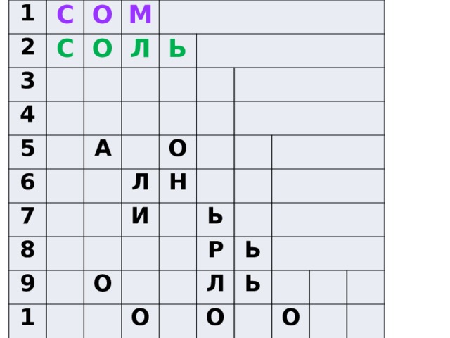 1 2 С 3 О С 4 О М 5   Л 6 Ь А 7   8 9 Л О   10 Н И   О Ь   О Р   Ь Л   Ь О   О   