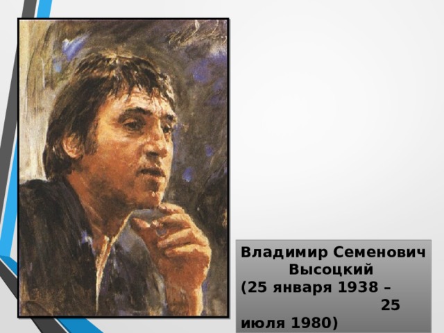 Владимир Семенович Высоцкий (25 января 1938 –  25 июля 1980) 