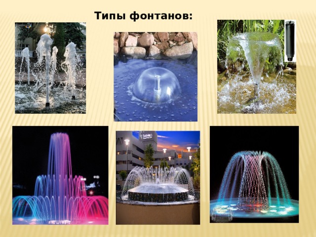 Типы фонтанов: 
