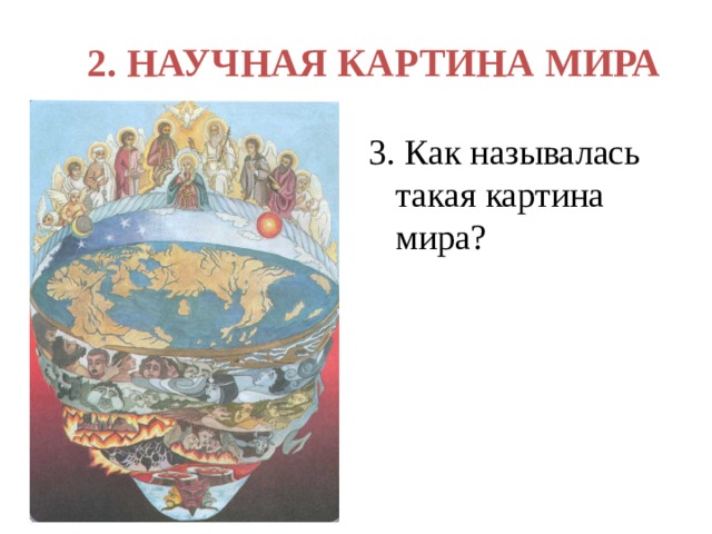 2. НАУЧНАЯ КАРТИНА МИРА 3. Как называлась такая картина мира? 