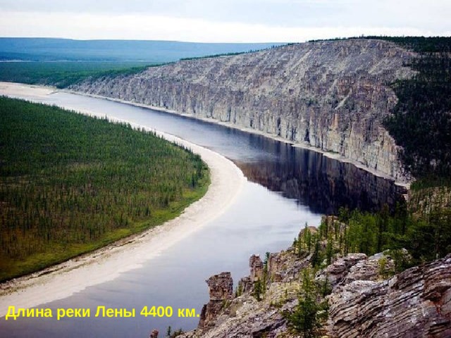 Длина реки Лены 4400 км. 