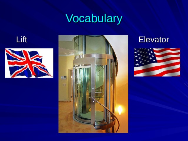 Vocabulary  Lift  Elevator 