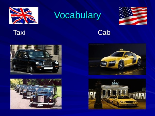 Vocabulary  Taxi Cab 
