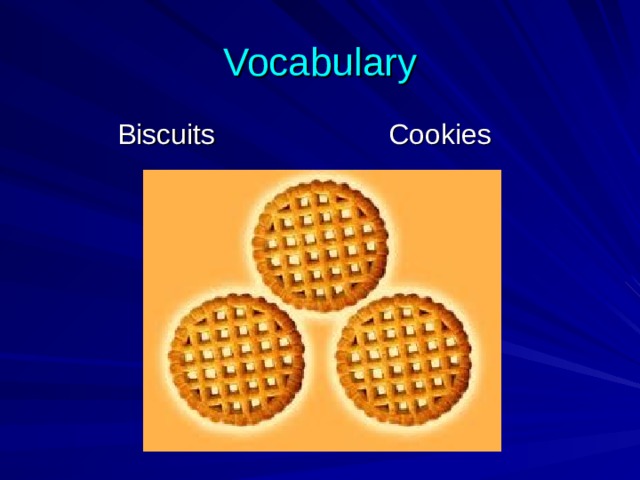 Vocabulary  Biscuits Cookies 