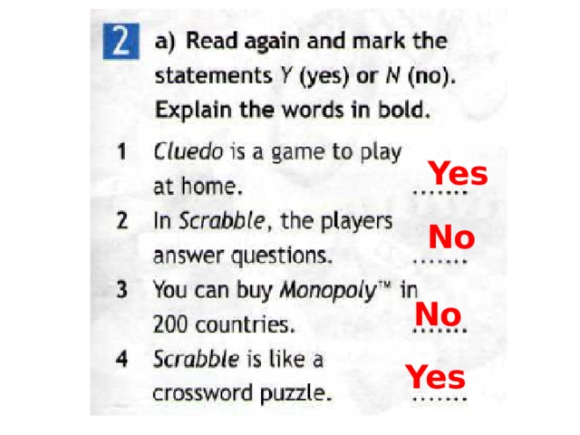 Yes No No Yes 