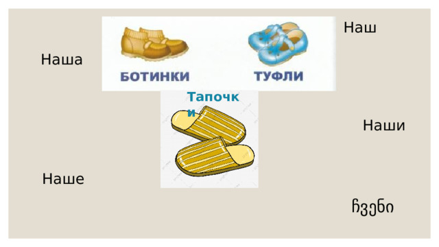 Наш Наша Тапочки  Наши  Наше ჩვენი 