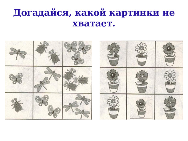 Догадайся, какой картинки не хватает.  