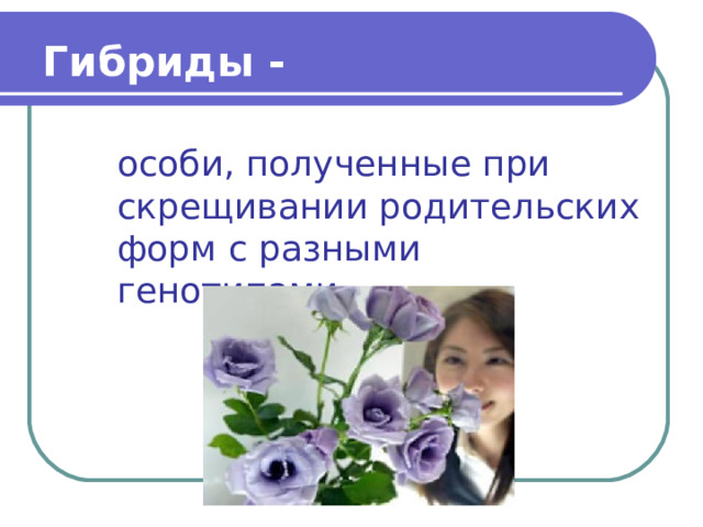  Гибриды - особи, полученные при скрещивании родительских форм с разными генотипами. 