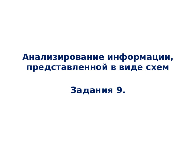 Анализирование информации, представленной в виде схем Задания 9. 
