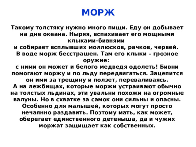 Врагов у моржей мало, но все же они есть. Это белые медведи, которые охотятся на моржей и  касатки .  