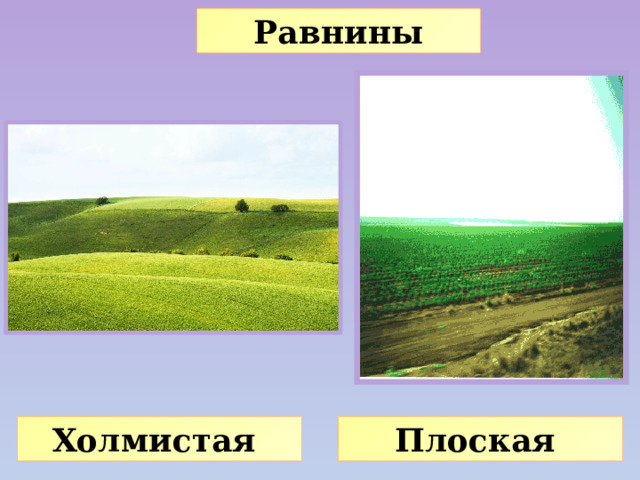 Равнины Холмистая Плоская 