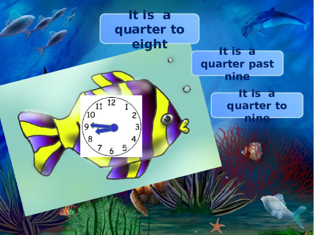 It is a quarter to eight It is a quarter past nine It is a quarter to nine 