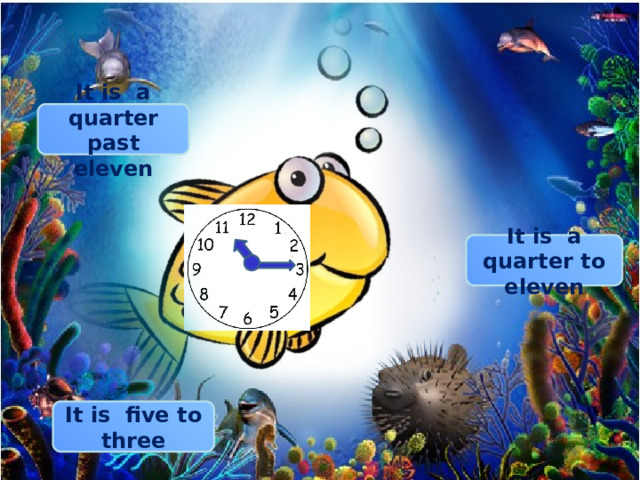 It is a quarter past eleven It is a quarter to eleven It is five to three 