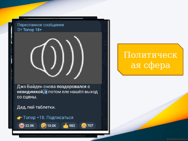 Духовная сфера Духовная сфера Социальная сфера Политическая сфера Экономическая сфера