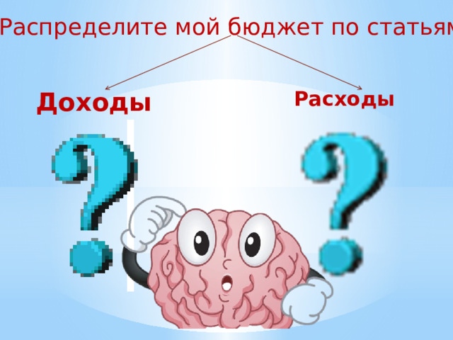 Распределите мой бюджет по статьям Доходы Расходы 