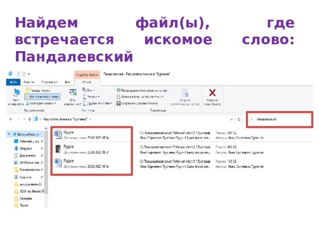 Найдем файл(ы), где встречается искомое слово: Пандалевский 