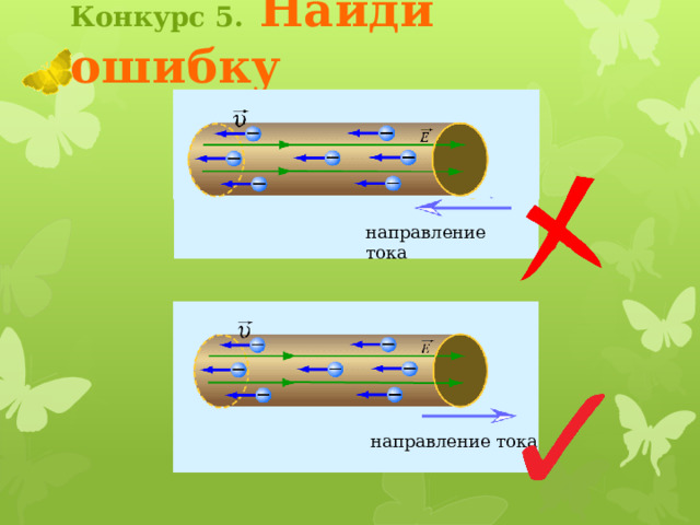 Конкурс 5.  Найди ошибку Выбрав правильный вариант рисунка, ученик кликает на него. Появляется соответствующий значок. Чтобы вернуться на страницу конкурса, кликните по бабочке 3 